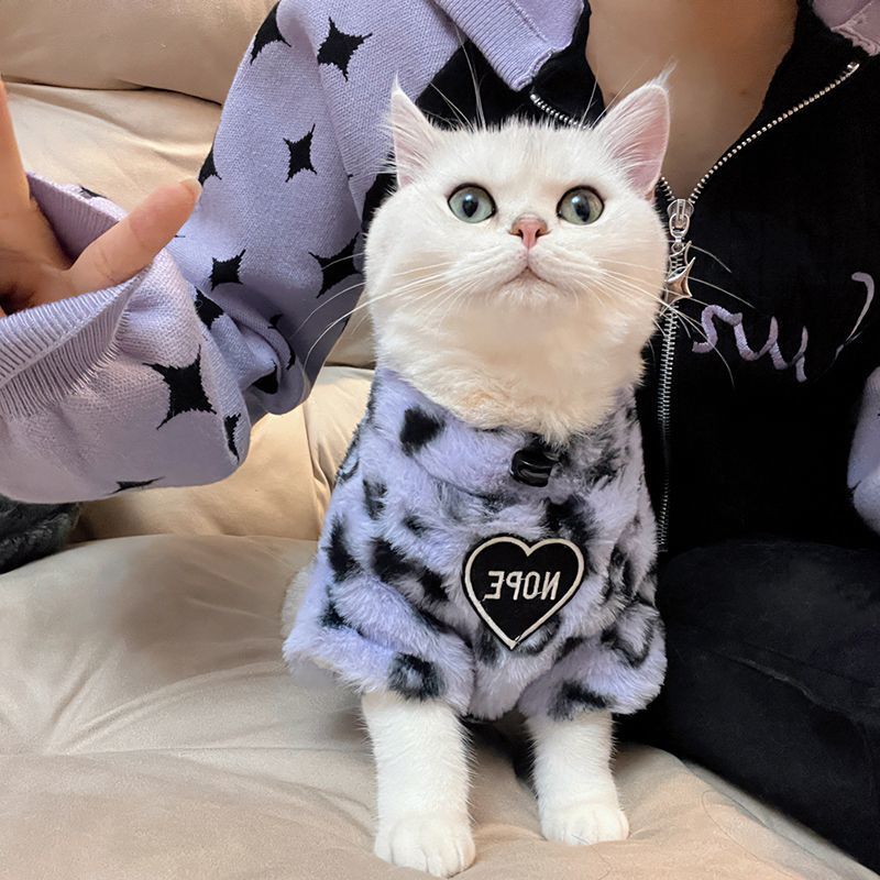 Pink leopard print pet cat clothing